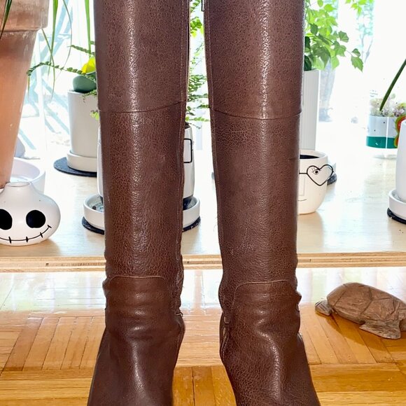Coclico Leather Knee-High Boots – Brown, Size 39, 3.5" Heel, Made in Spain - Picture 2 of 4